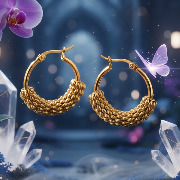 ποΈ 18K Gold Plated Beaded Hoop Earrings | Hypoallergenic & Gift-Ready π - Picture 7 of 14